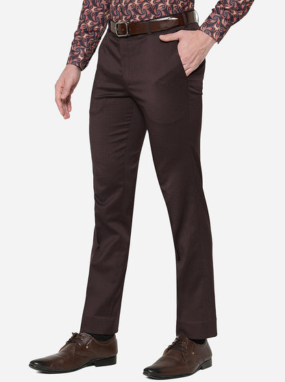 Brown Checked Slim Fit Formal Trouser | JB Studio