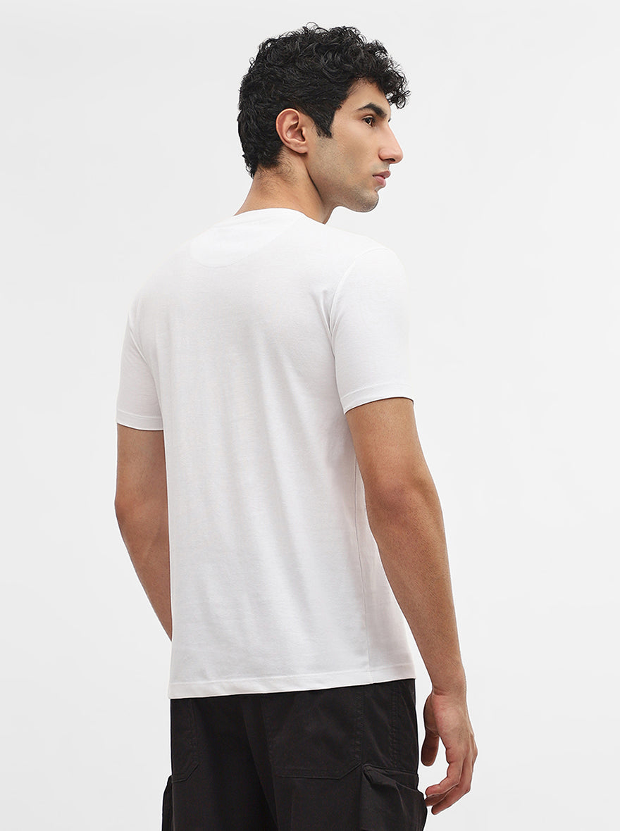 White Printed Slim Fit T-Shirt | Greenfibre