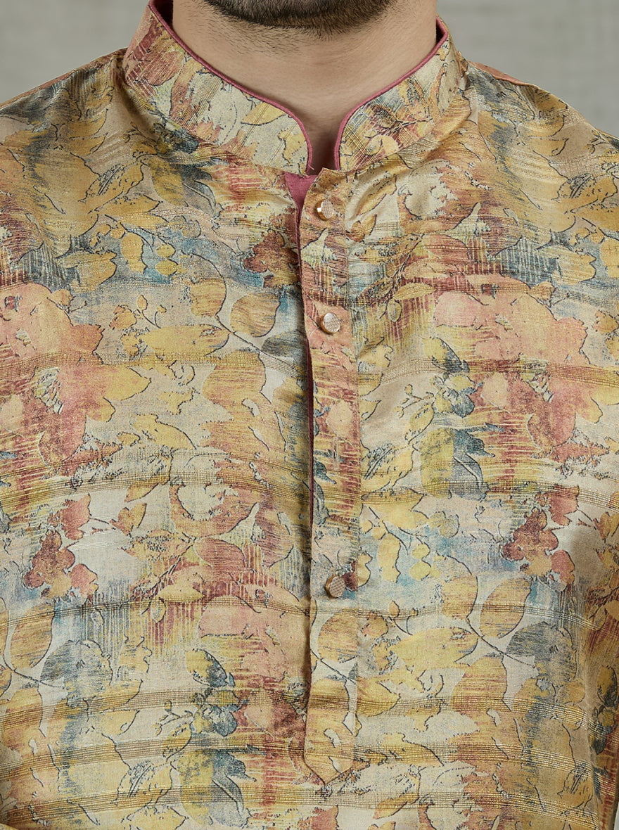 Yellow Printed Kurta | The Kurta Company
