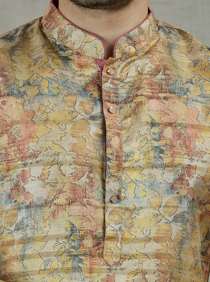 Yellow Printed Kurta | The Kurta Company