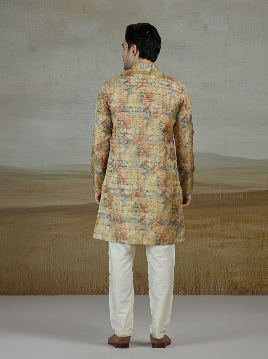 Yellow Printed Kurta | The Kurta Company