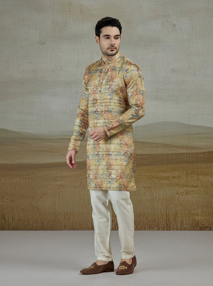 Yellow Printed Kurta | The Kurta Company