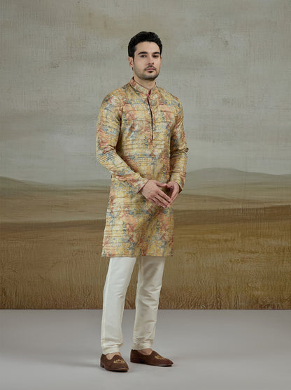 Yellow Printed Kurta | The Kurta Company