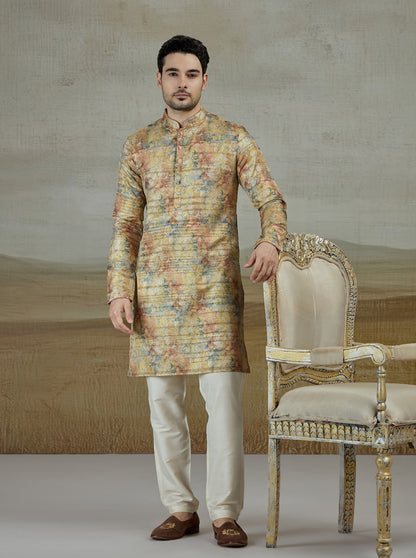 Yellow Printed Kurta | The Kurta Company