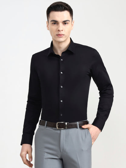 Black Solid Slim Fit Party Wear Shirt | Wyre