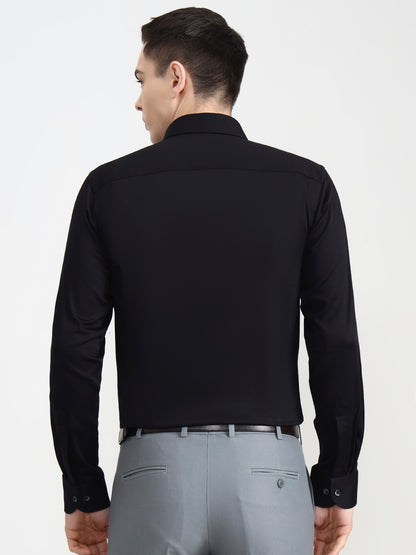 Black Solid Slim Fit Party Wear Shirt | Wyre
