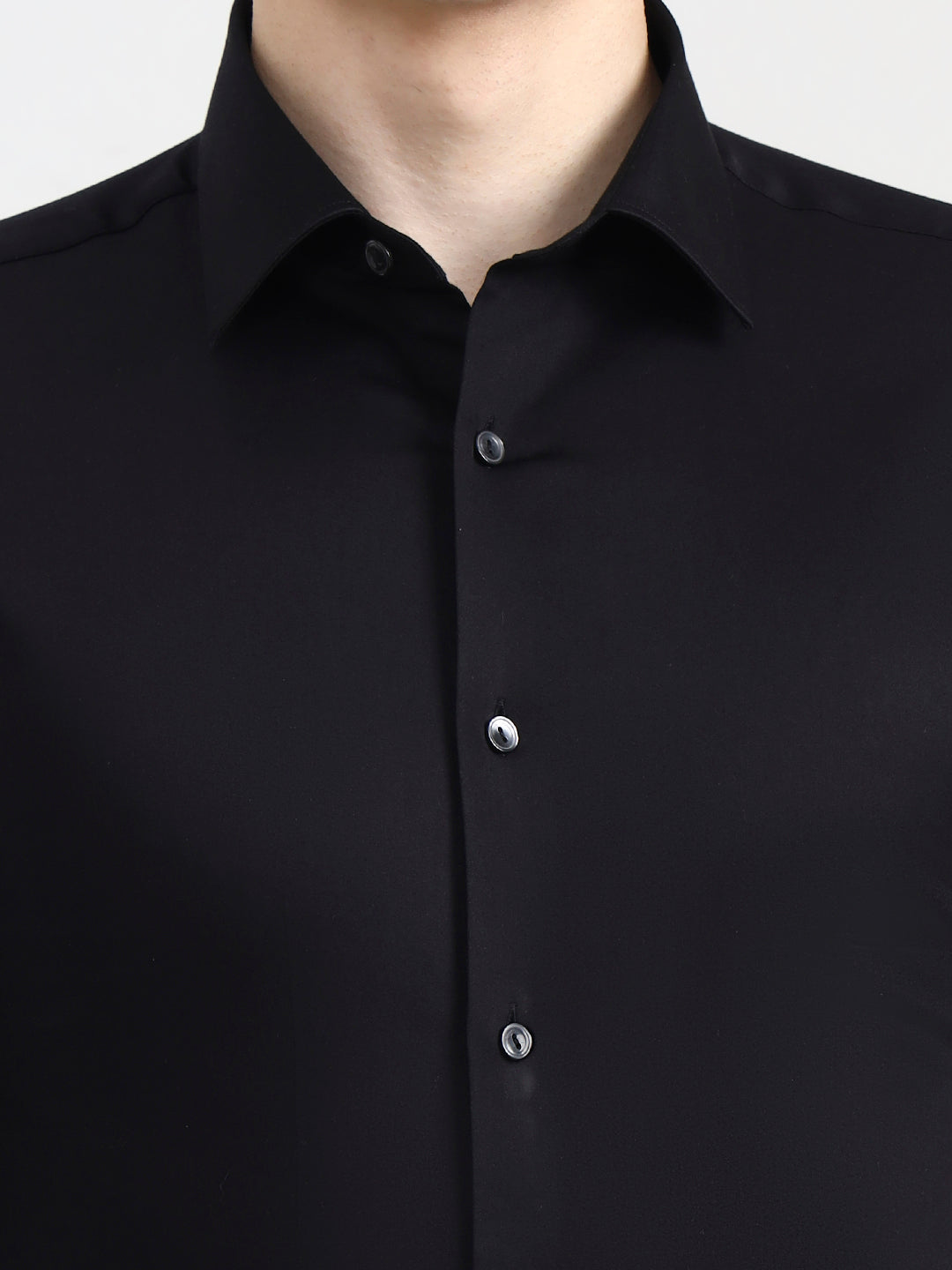 Black Solid Slim Fit Party Wear Shirt | Wyre