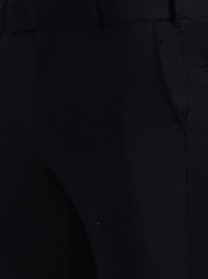 Dark Blue Solid Slim Fit Formal Trouser | Metal