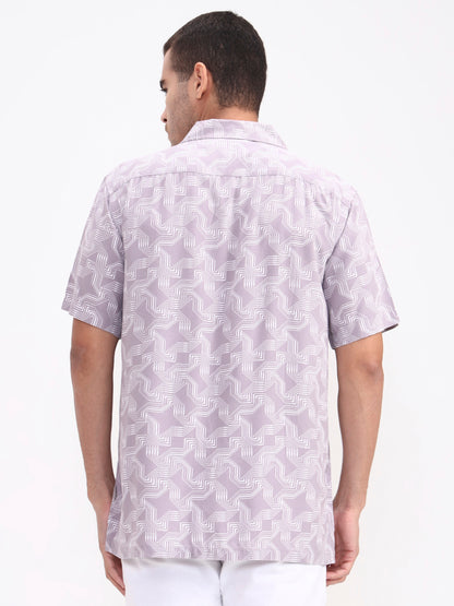 Purple Printed Slim Fit Casual Shirt | Greenfibre