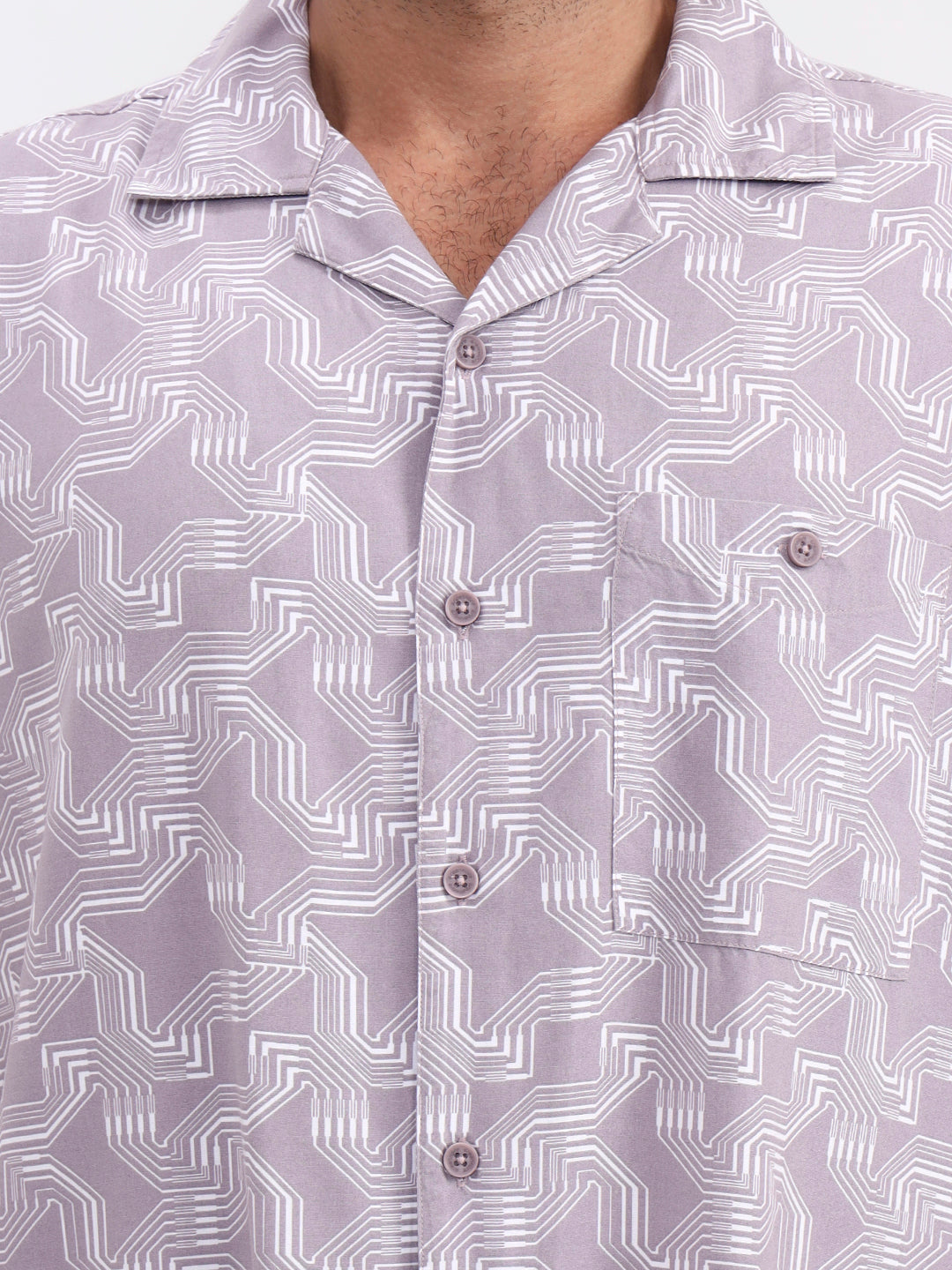 Purple Printed Slim Fit Casual Shirt | Greenfibre