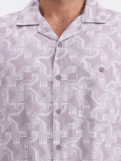 Purple Printed Slim Fit Casual Shirt | Greenfibre