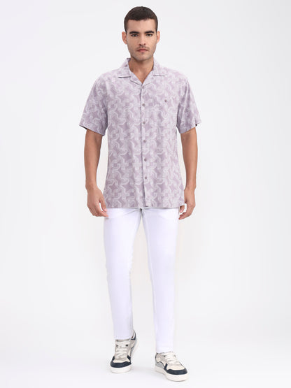Purple Printed Slim Fit Casual Shirt | Greenfibre