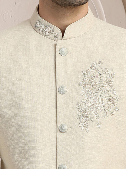 Cream Embroidered Jodhpuri Suit | JadeBlue