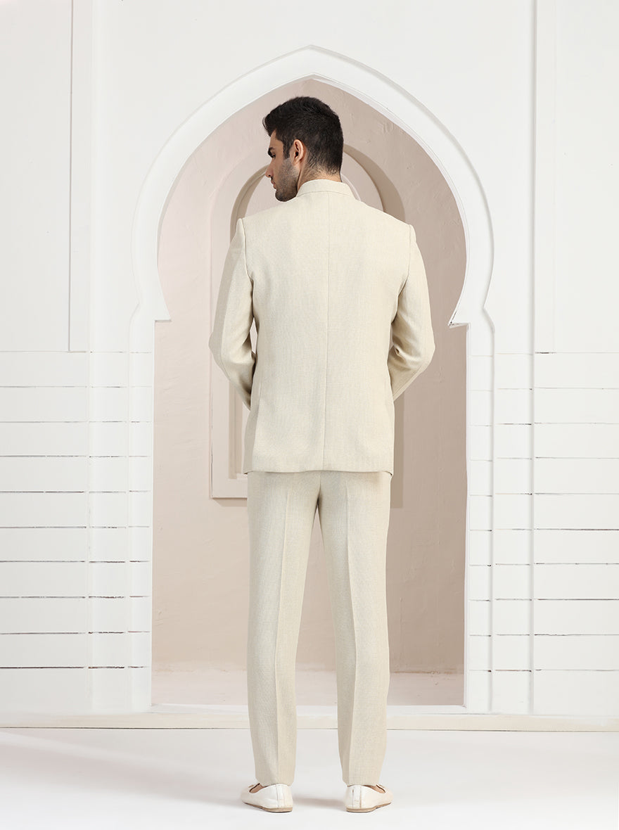 Cream Embroidered Jodhpuri Suit | JadeBlue