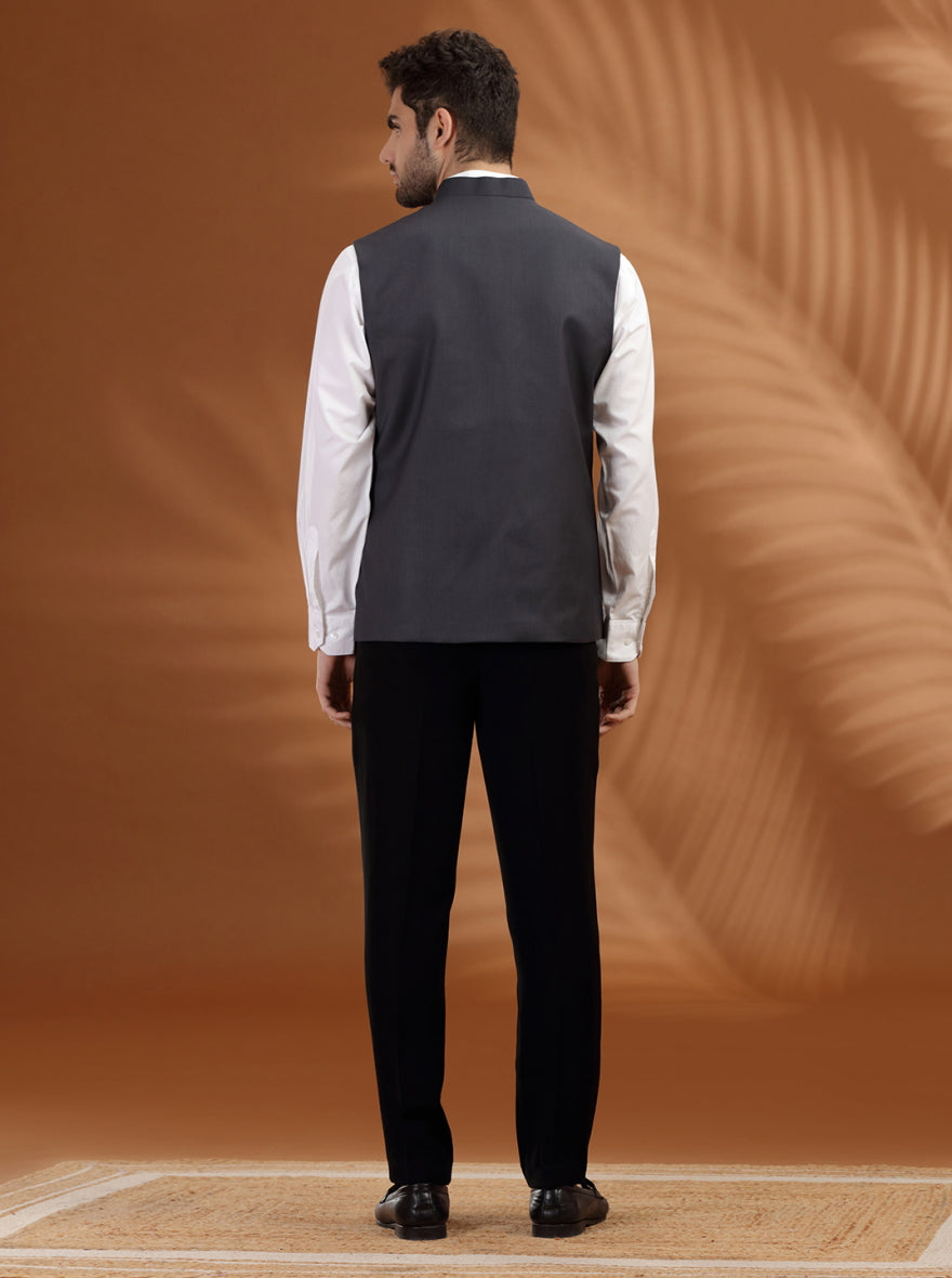 Dark Grey Solid Waistcoat | Greenfibre
