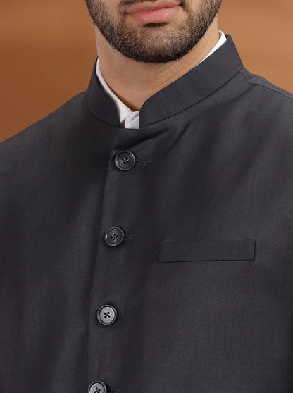 Dark Grey Solid Waistcoat | Greenfibre
