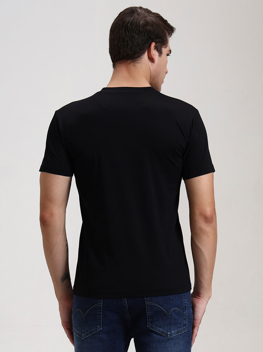 Black Printed Slim Fit T-Shirt | JadeBlue