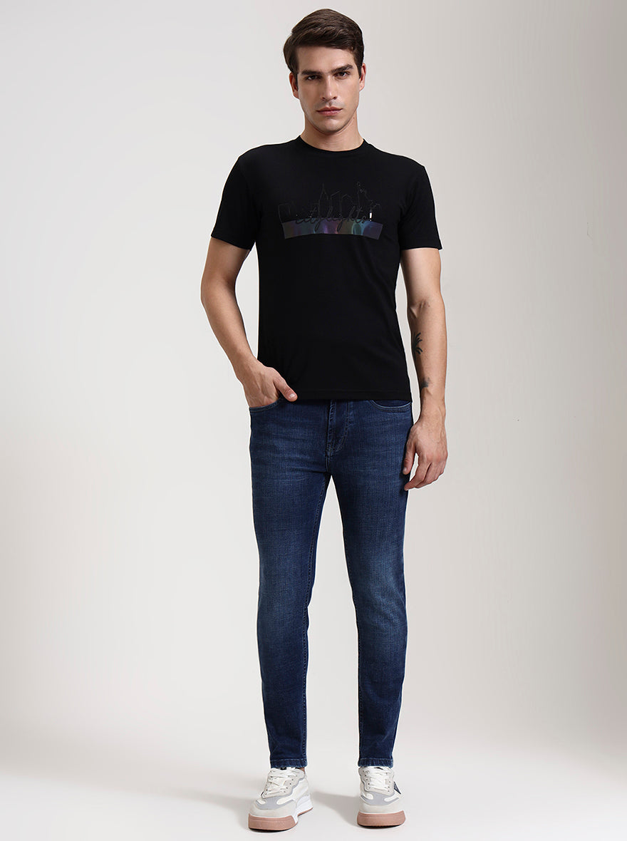 Black Printed Slim Fit T-Shirt | JadeBlue