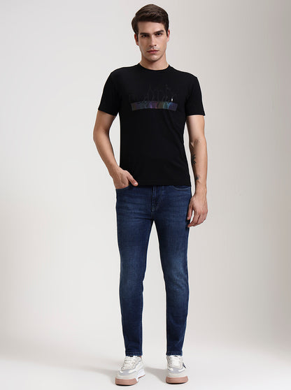 Black Printed Slim Fit T-Shirt | JadeBlue