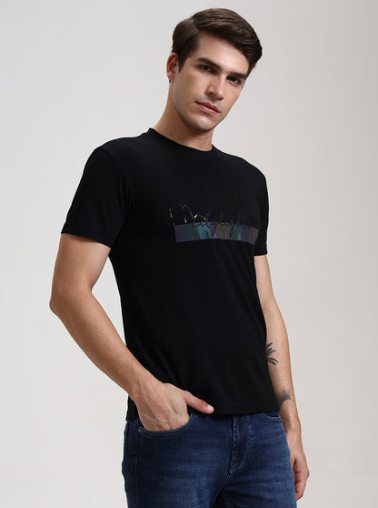 Black Printed Slim Fit T-Shirt | JadeBlue
