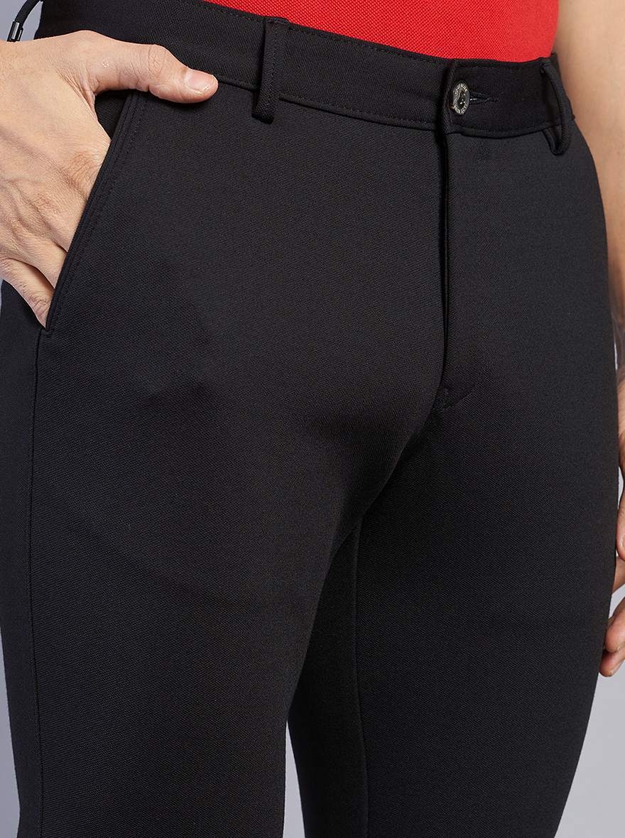 Black Solid Venice Fit Casual Trouser | JadeBlue