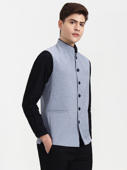 Sky Blue Solid  Modi Jacket | JadeBlue