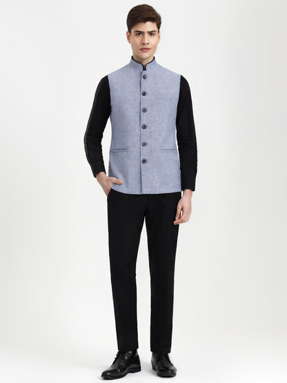 Sky Blue Solid  Modi Jacket | JadeBlue