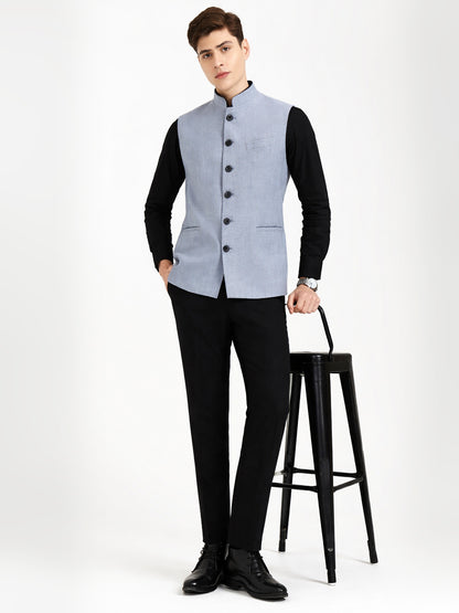 Sky Blue Solid  Modi Jacket | JadeBlue