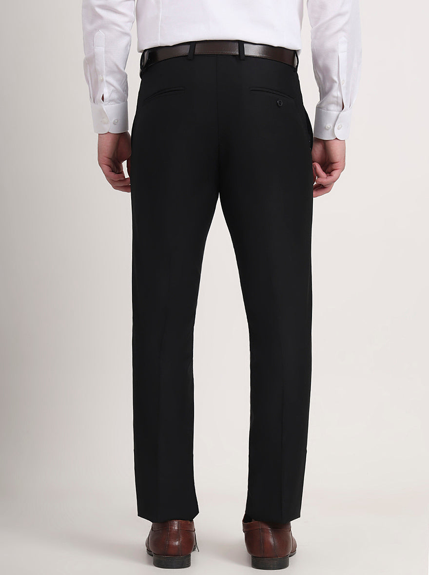Black Solid Slim Fit Formal Trouser | Metal