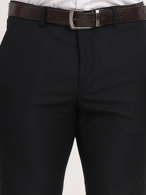 Black Solid Slim Fit Formal Trouser | Metal