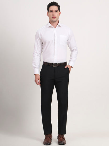 Black Solid Slim Fit Formal Trouser | Metal
