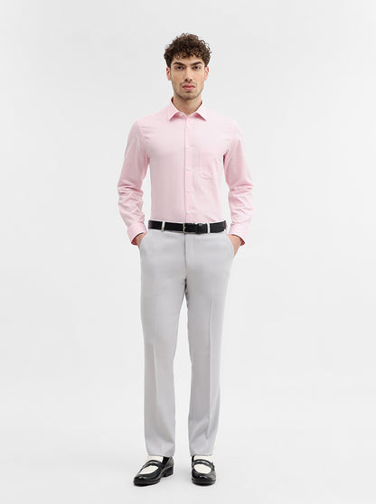Light Grey Solid Slim Fit Formal Trouser | Wyre