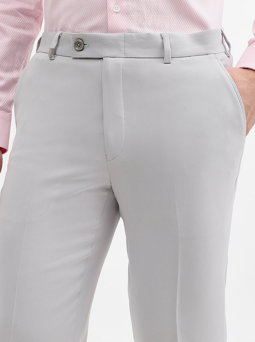 Light Grey Solid Slim Fit Formal Trouser | Wyre