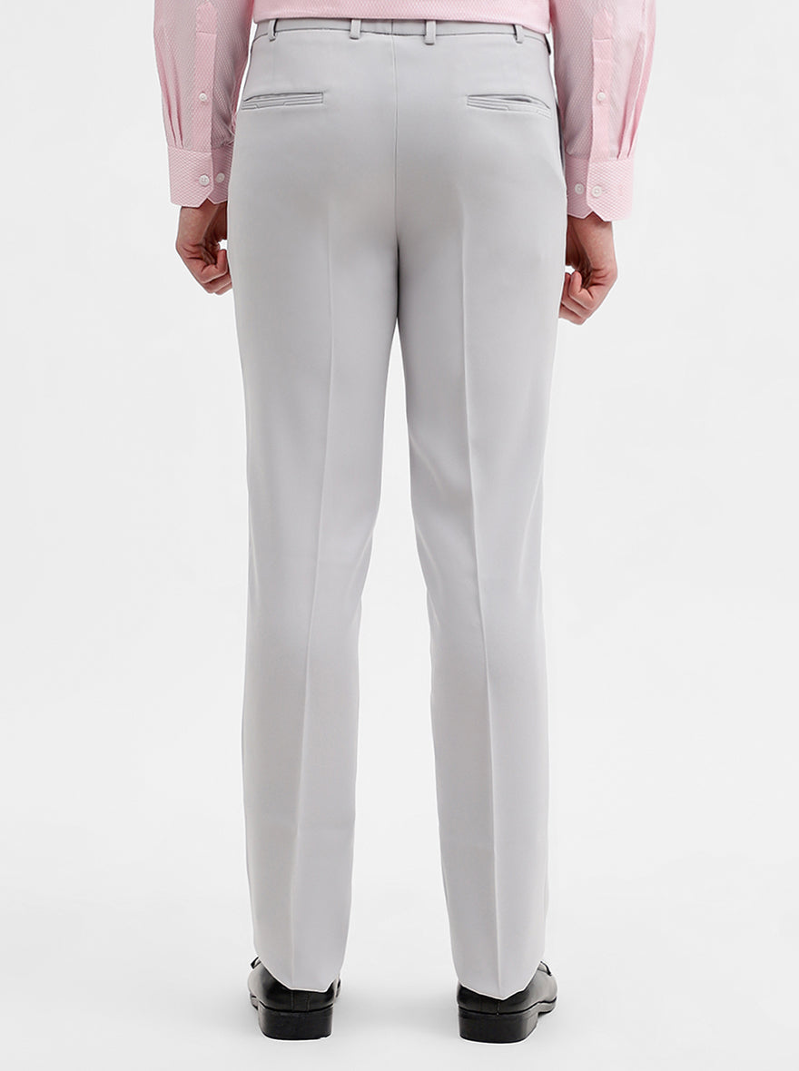 Light Grey Solid Slim Fit Formal Trouser | Wyre