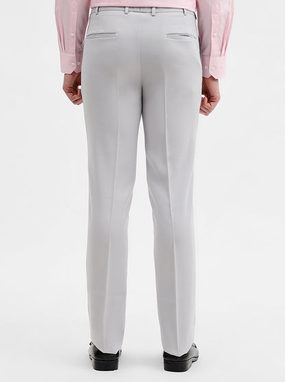 Light Grey Solid Slim Fit Formal Trouser | Wyre
