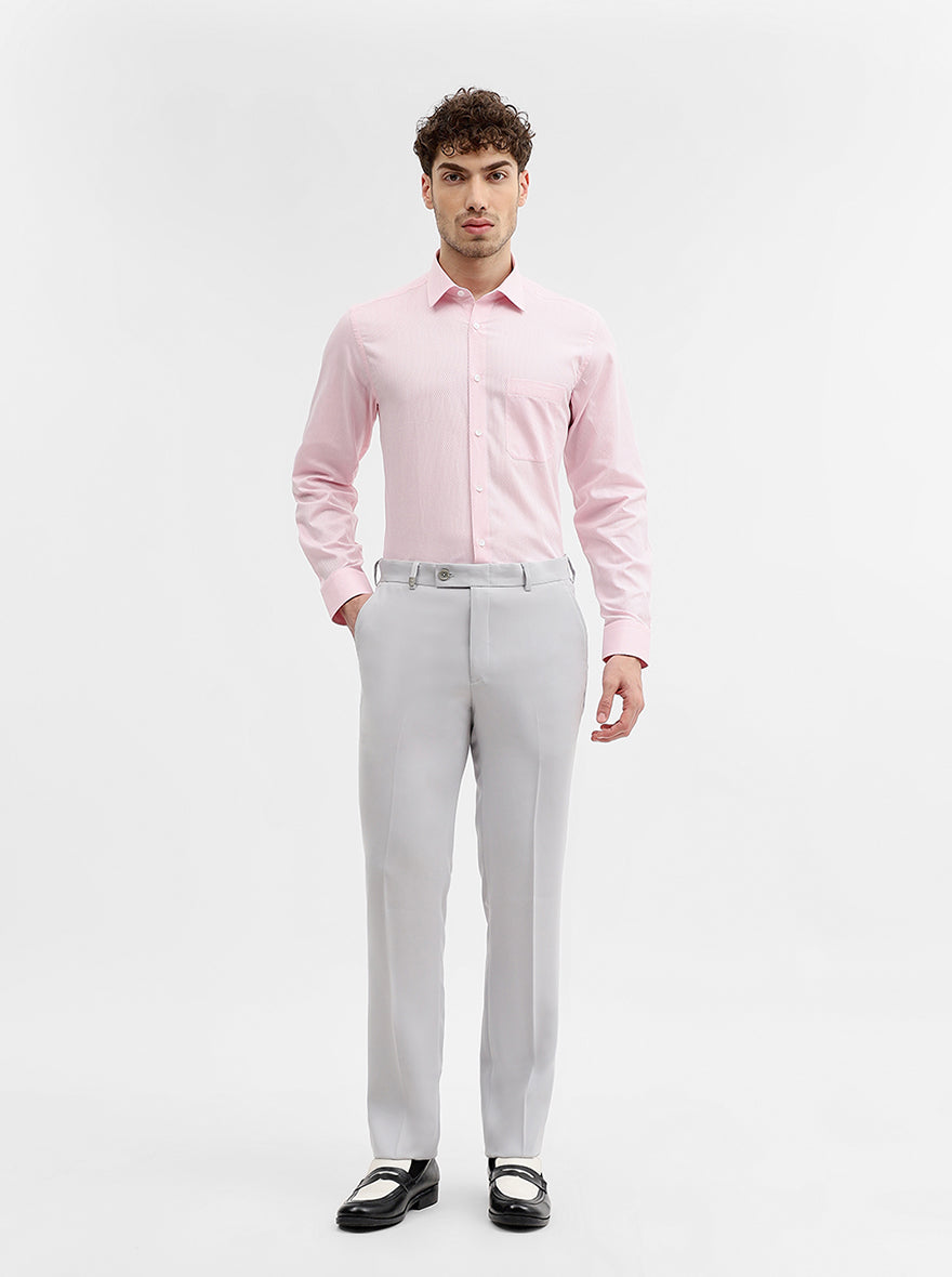 Light Grey Solid Slim Fit Formal Trouser | Wyre