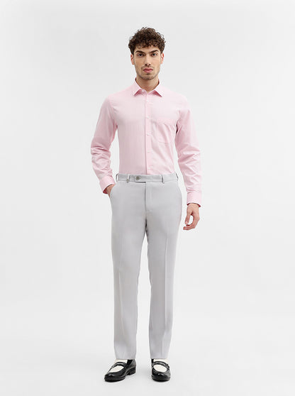 Light Grey Solid Slim Fit Formal Trouser | Wyre
