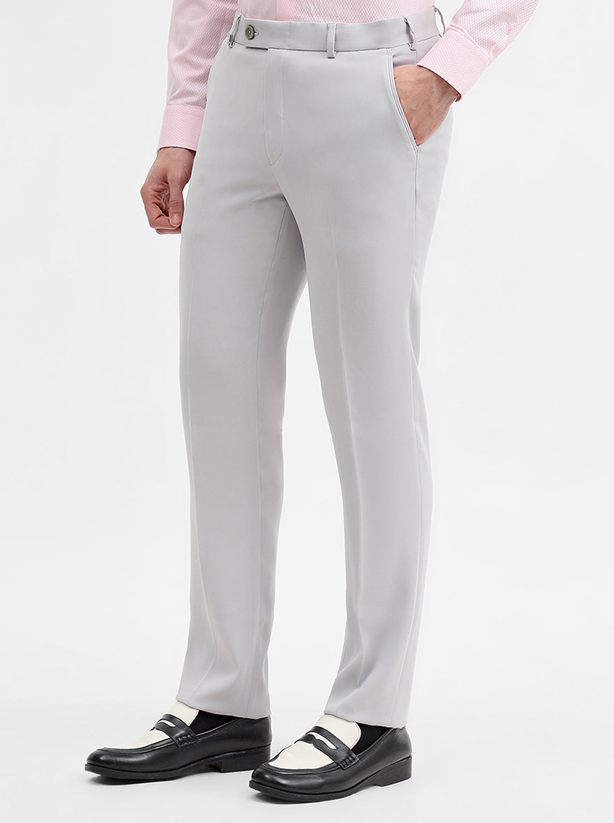 Light Grey Solid Slim Fit Formal Trouser | Wyre