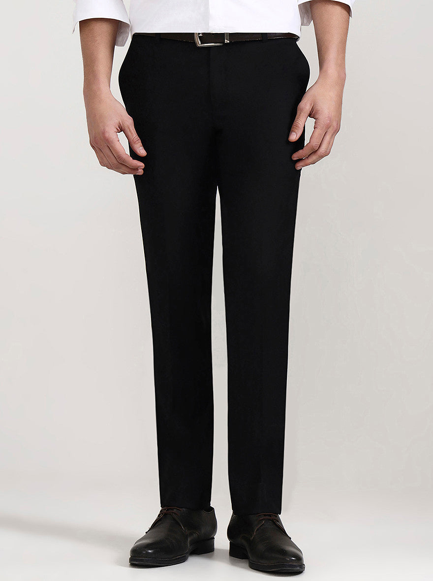 Black Solid Slim Fit Formal Trouser | Metal