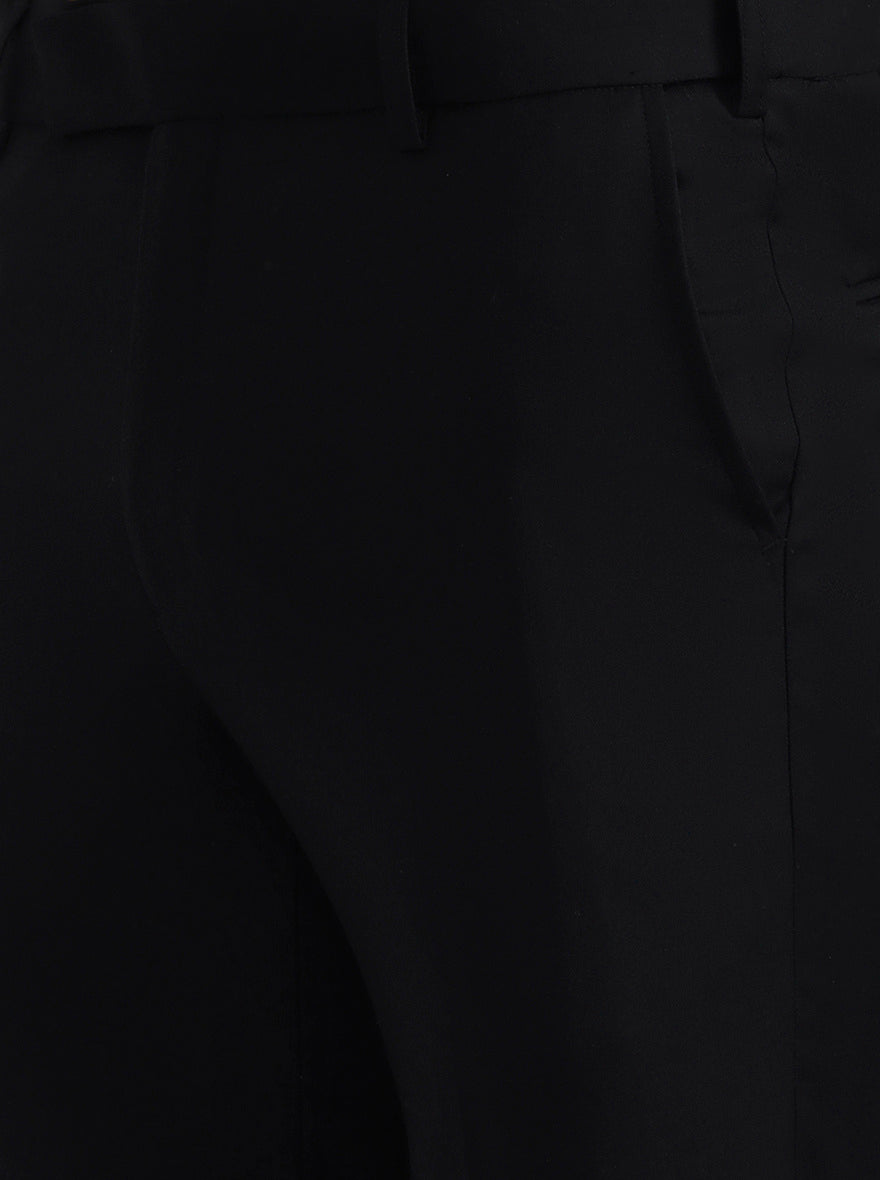 Black Solid Slim Fit Formal Trouser | Metal