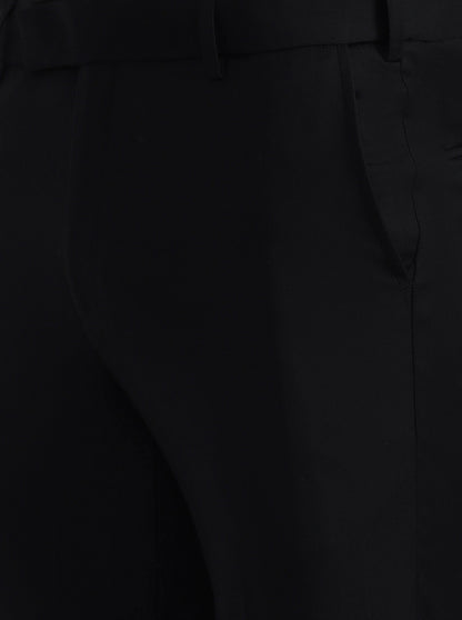 Black Solid Slim Fit Formal Trouser | Metal