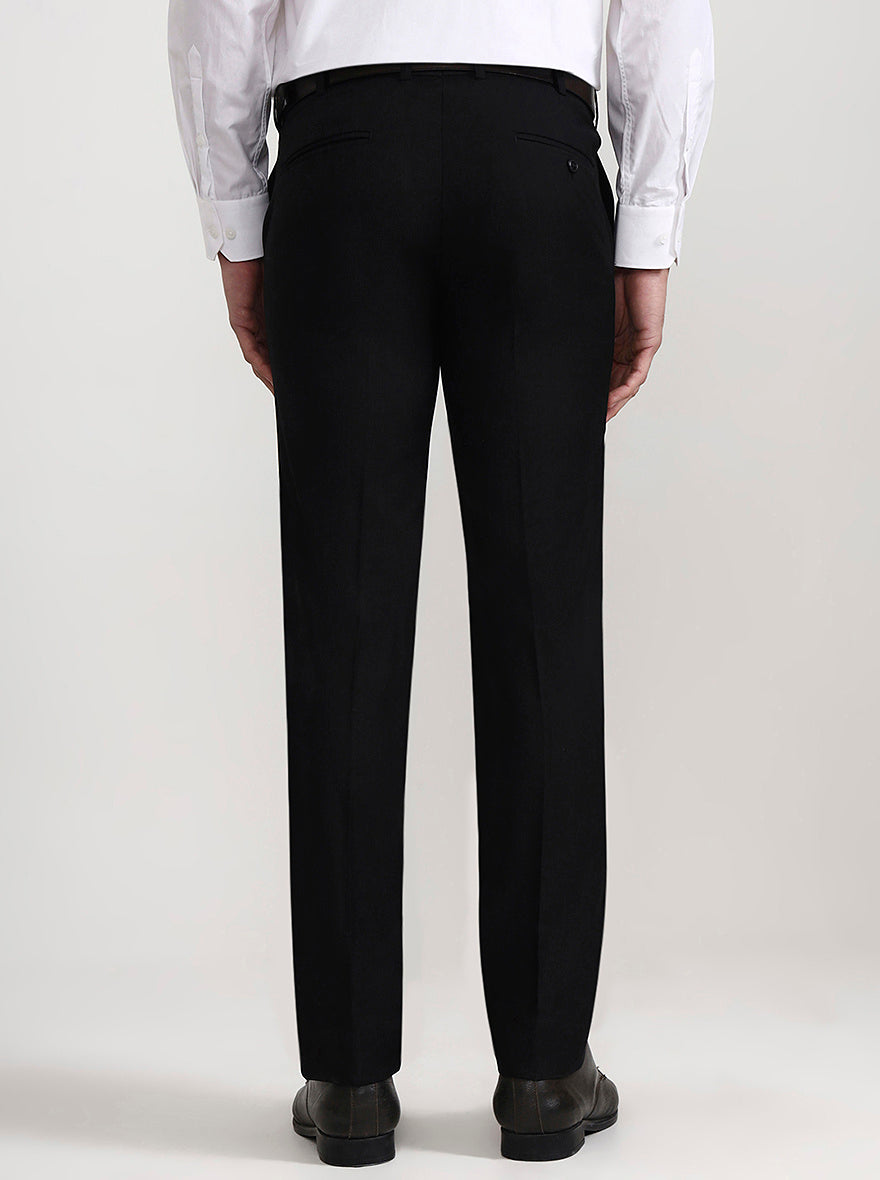 Black Solid Slim Fit Formal Trouser | Metal