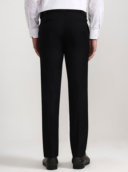 Black Solid Slim Fit Formal Trouser | Metal