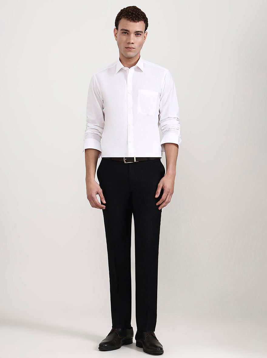 Black Solid Slim Fit Formal Trouser | Metal