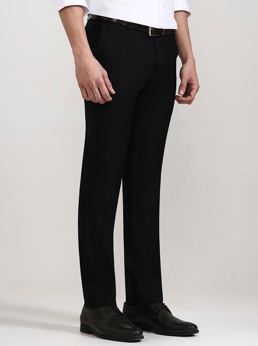 Black Solid Slim Fit Formal Trouser | Metal