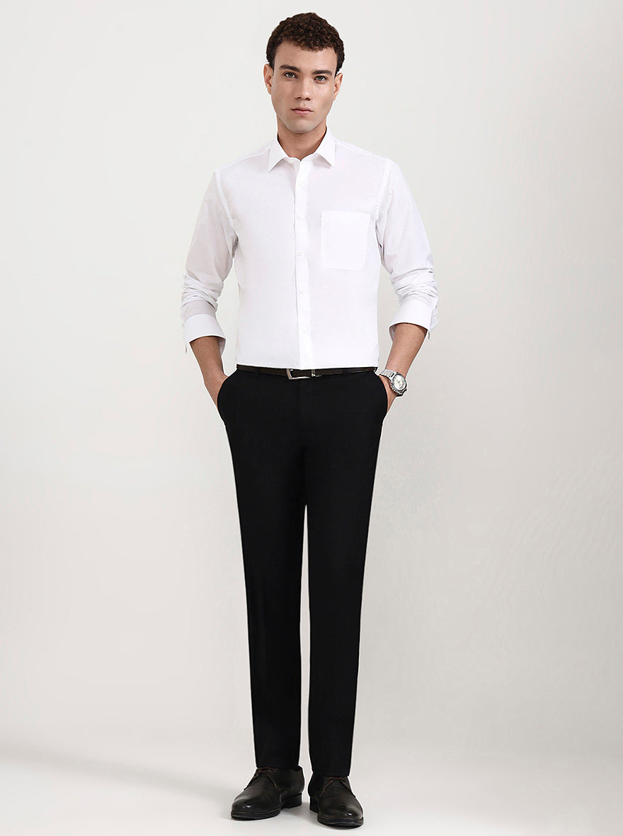 Black Solid Slim Fit Formal Trouser | Metal