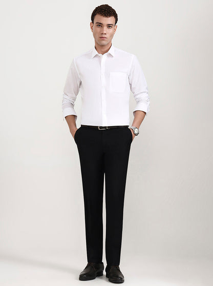 Black Solid Slim Fit Formal Trouser | Metal