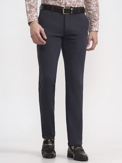 Grey Solid Slim Fit Club Wear Trouser | Wyre