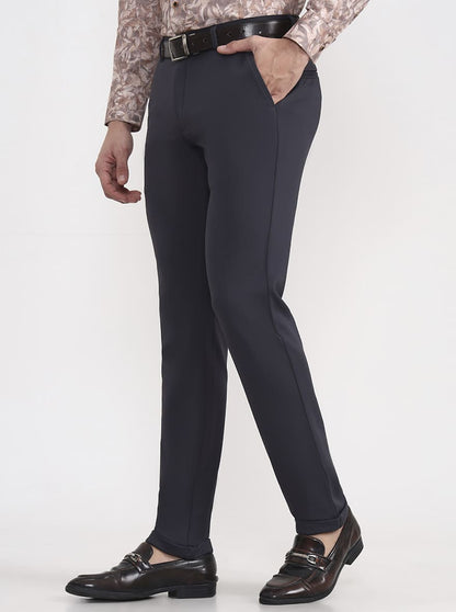 Grey Solid Slim Fit Club Wear Trouser | Wyre