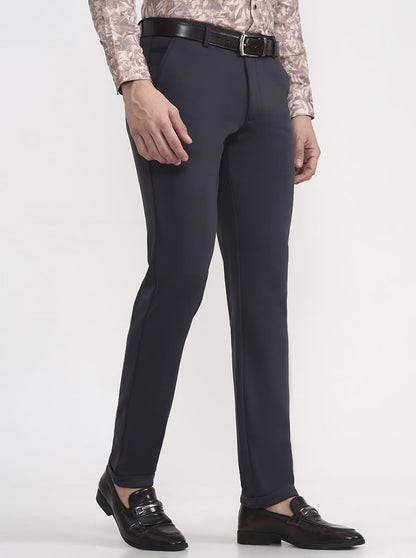 Grey Solid Slim Fit Club Wear Trouser | Wyre